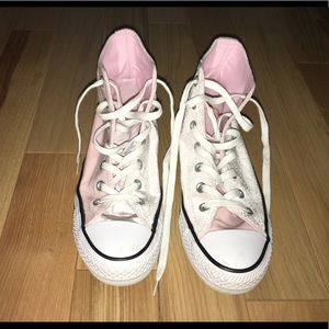 Velvet Light Pink hightop converse, size 7.5 women